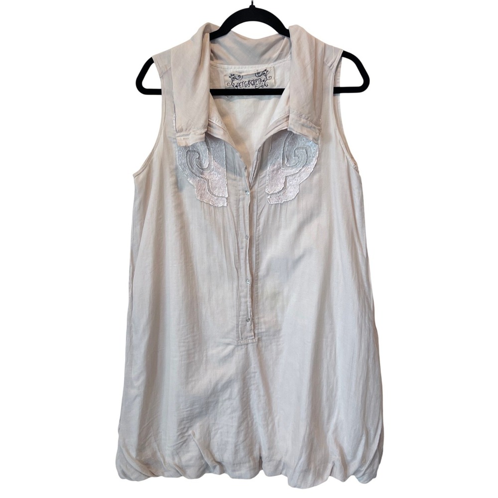 Pete & Greta Johnny Was Sleeveless Lace Bubble Hem Dress Beige Medium READ